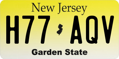 NJ license plate H77AQV