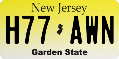 NJ license plate H77AWN
