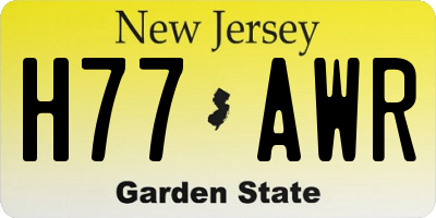 NJ license plate H77AWR