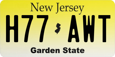 NJ license plate H77AWT