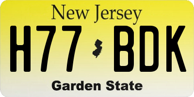 NJ license plate H77BDK