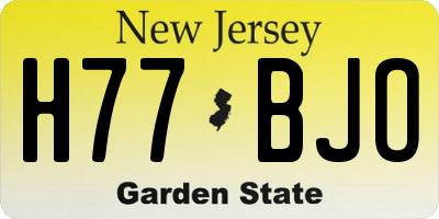 NJ license plate H77BJO