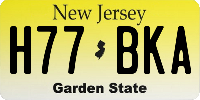 NJ license plate H77BKA