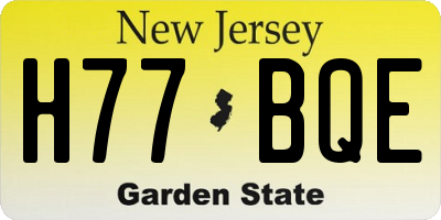 NJ license plate H77BQE
