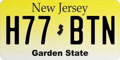 NJ license plate H77BTN
