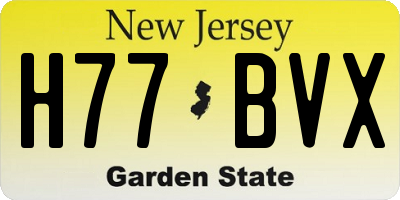 NJ license plate H77BVX