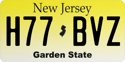 NJ license plate H77BVZ