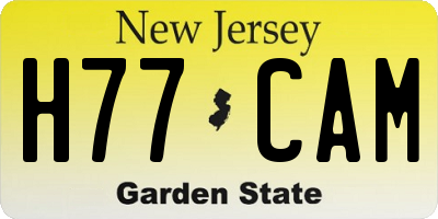 NJ license plate H77CAM