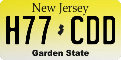 NJ license plate H77CDD
