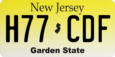 NJ license plate H77CDF