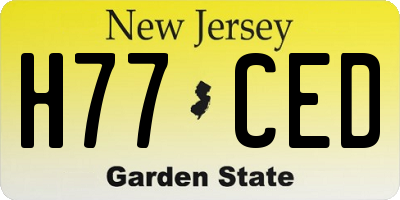 NJ license plate H77CED
