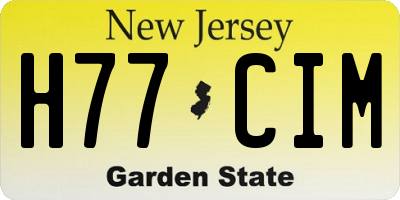 NJ license plate H77CIM