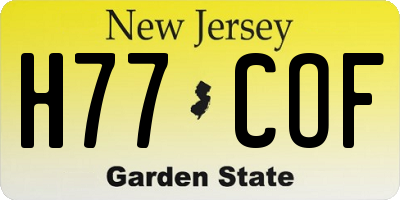 NJ license plate H77COF