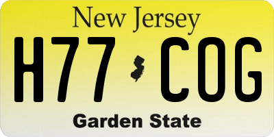 NJ license plate H77COG