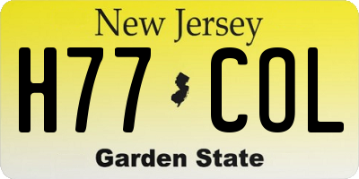 NJ license plate H77COL