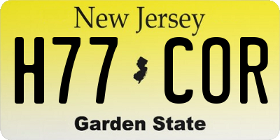 NJ license plate H77COR