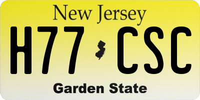 NJ license plate H77CSC