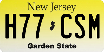 NJ license plate H77CSM