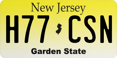 NJ license plate H77CSN