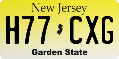 NJ license plate H77CXG