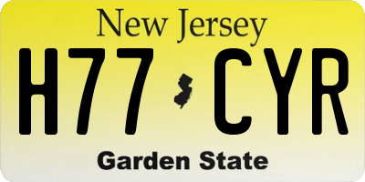 NJ license plate H77CYR