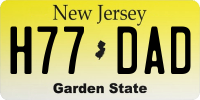 NJ license plate H77DAD