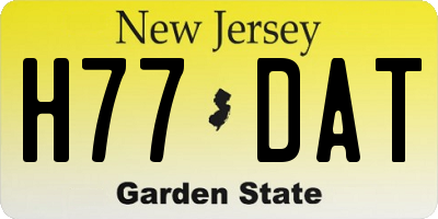 NJ license plate H77DAT