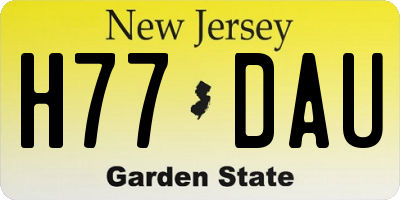 NJ license plate H77DAU