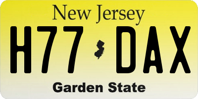 NJ license plate H77DAX