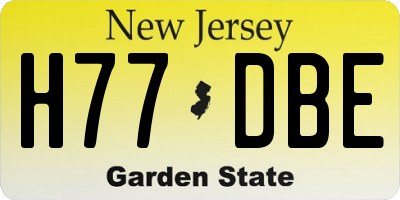 NJ license plate H77DBE