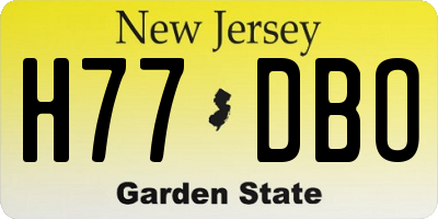 NJ license plate H77DBO