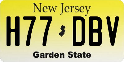 NJ license plate H77DBV
