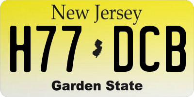 NJ license plate H77DCB