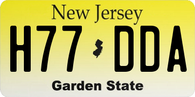 NJ license plate H77DDA