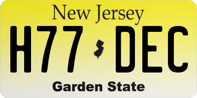NJ license plate H77DEC