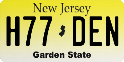 NJ license plate H77DEN