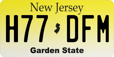 NJ license plate H77DFM