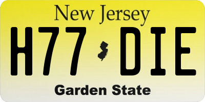 NJ license plate H77DIE