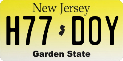 NJ license plate H77DOY