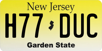 NJ license plate H77DUC