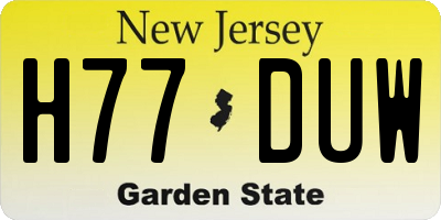 NJ license plate H77DUW