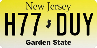 NJ license plate H77DUY