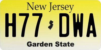 NJ license plate H77DWA