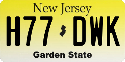 NJ license plate H77DWK