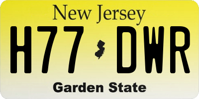 NJ license plate H77DWR