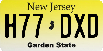 NJ license plate H77DXD