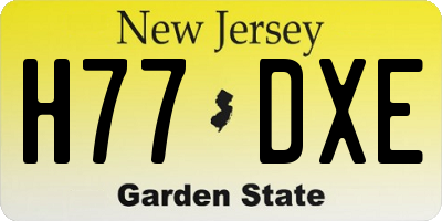 NJ license plate H77DXE