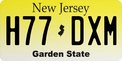NJ license plate H77DXM