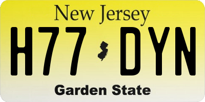 NJ license plate H77DYN