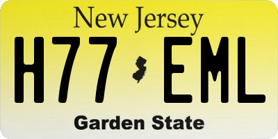 NJ license plate H77EML